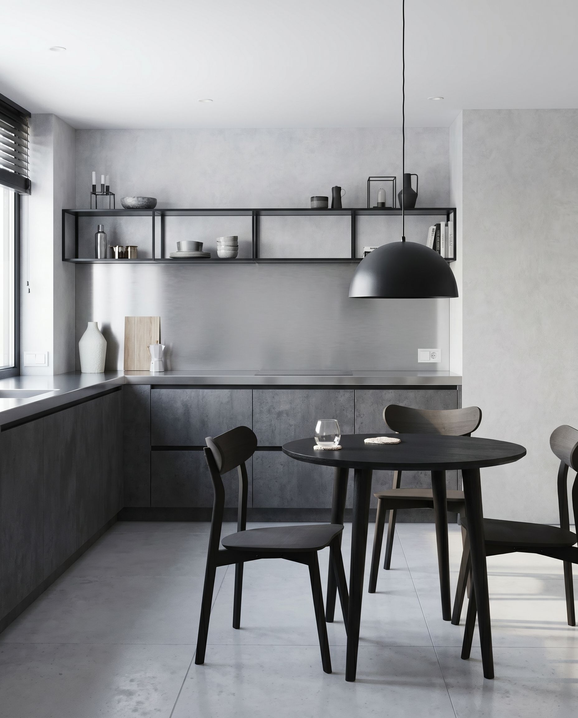 Gesamtansicht der Industrial-Loft L-Küche in <a href=